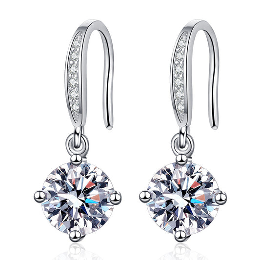 2 carats Round Lab Grown Diamond Certified Dangle Earrings