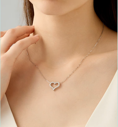 Juliette Diamond Heart Necklace in Moissanite