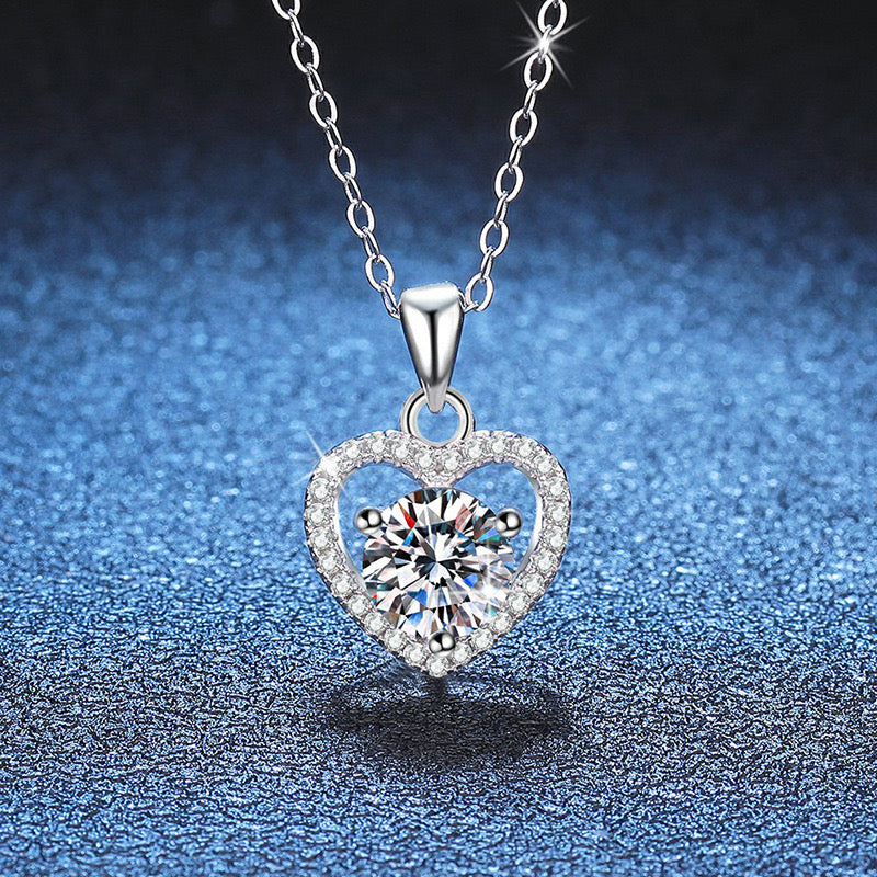 Diamond Heart Necklace 1carat Moissanite