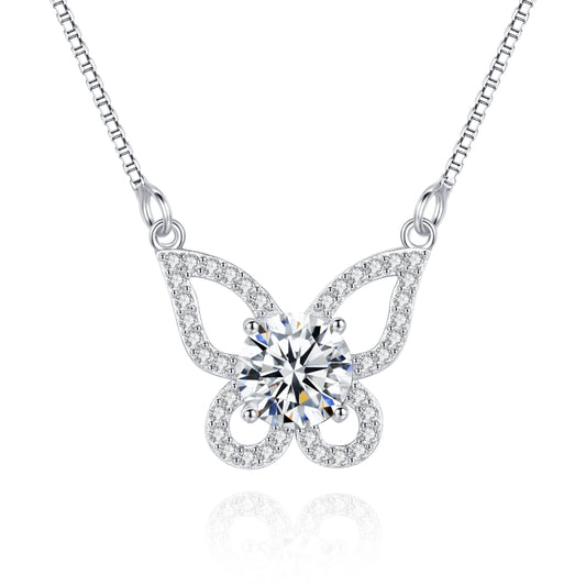 Butterfly Diamond Necklace in Moissanite
