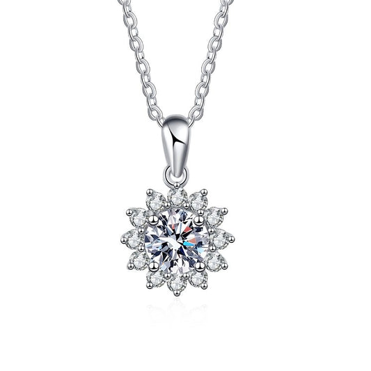 Bella Sunflower Diamond Necklace in White Gold
