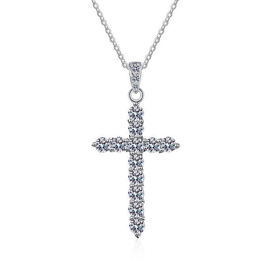 Diamond Cross Necklace in Moissanite