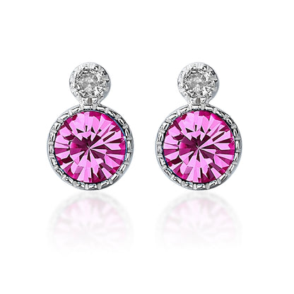 Pink Stud Mini Earrings in Crystal