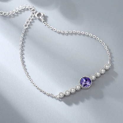 Purple Adjustable Bracelet in Crystal