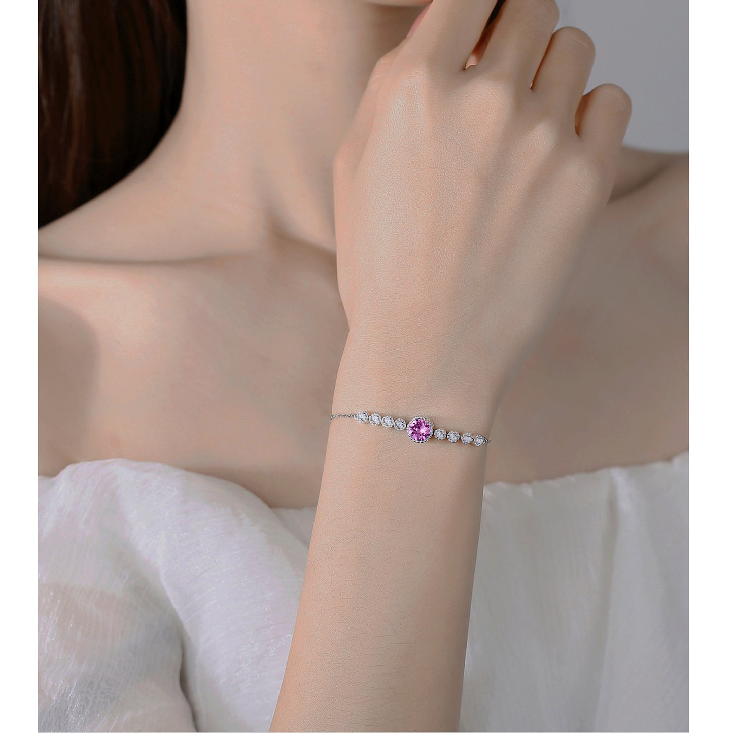 Pink Adjustable Bracelet in Crystal