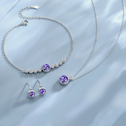 Purple Adjustable Bracelet in Crystal