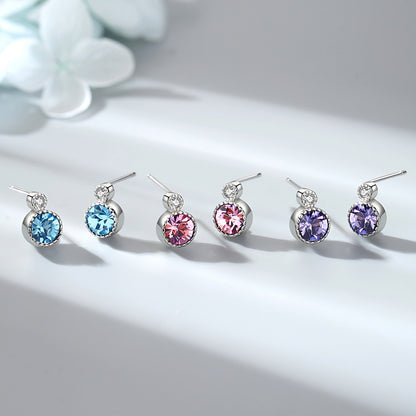 Purple Stud Mini Earrings in Crystal