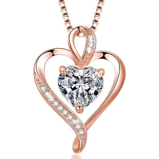 Jasmine Heart Necklace in Rose gold