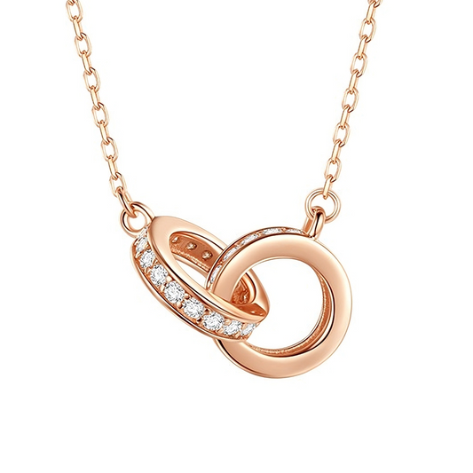 Amélie Interlocking Pendant Necklace in Rose Gold