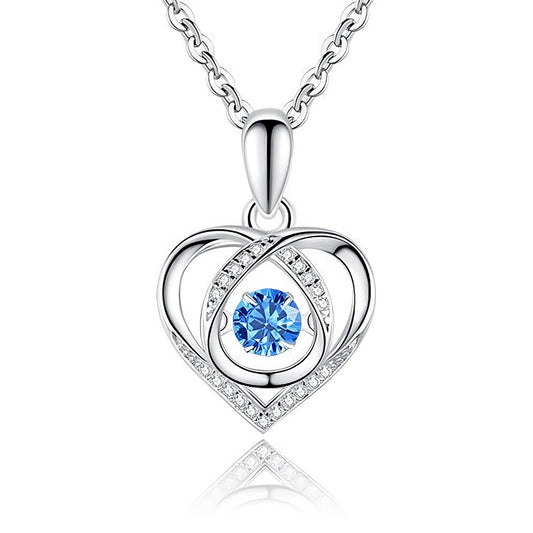 Lena Pendant Necklace in Blue Crystal