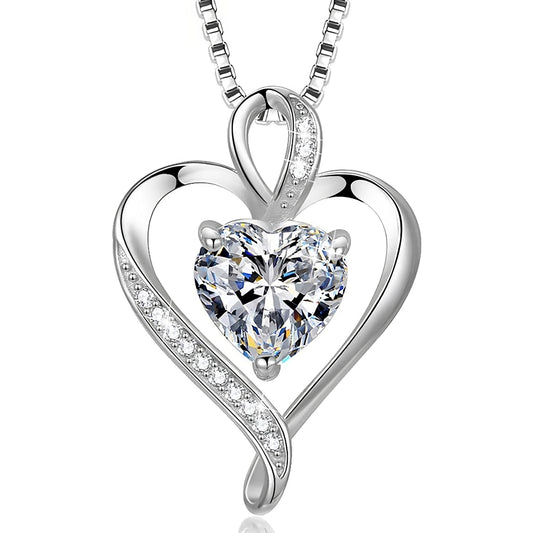 Jasmine Heart Necklace in White gold