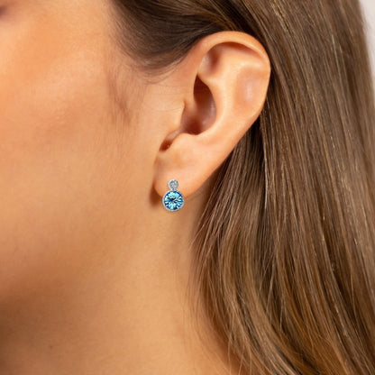 Sapphire Stud Mini Earrings in Crystal