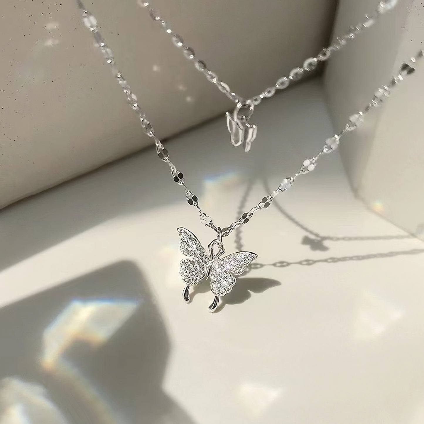 Butterfly Dance Necklace Silver