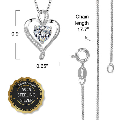 Jasmine Heart Necklace in White gold