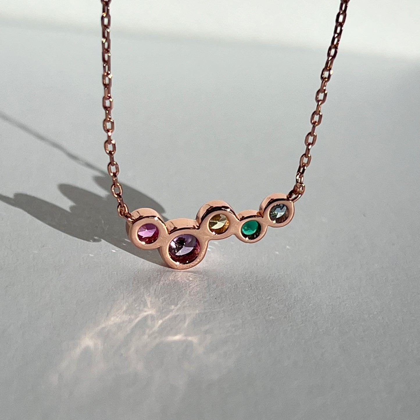 Arissa Rainbow Necklace in Rose Gold
