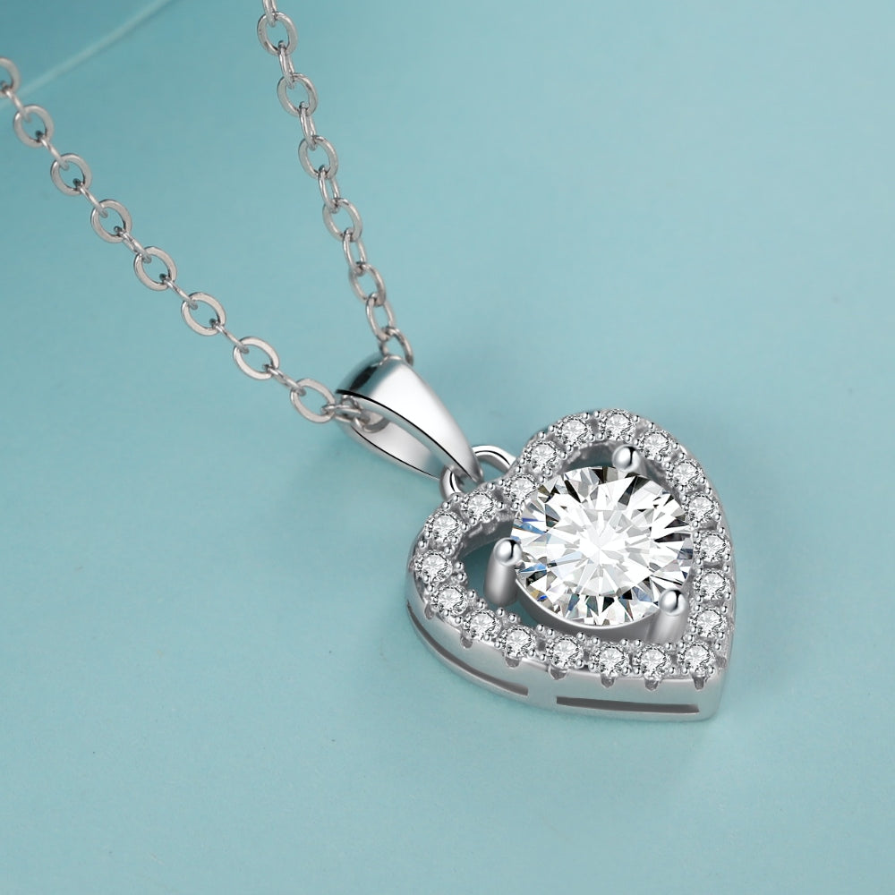 Diamond Heart Necklace 1carat Moissanite