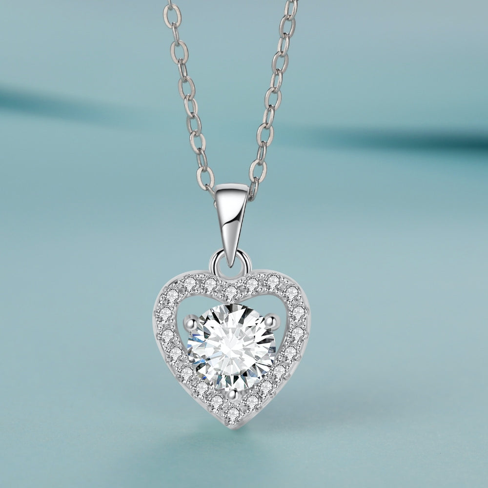 Diamond Heart Necklace 1carat Moissanite