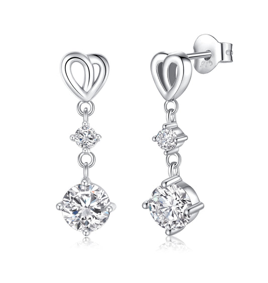 Heart Diamond Earrings in Moissanite