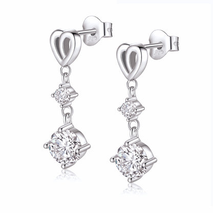 Heart Diamond Earrings in Moissanite